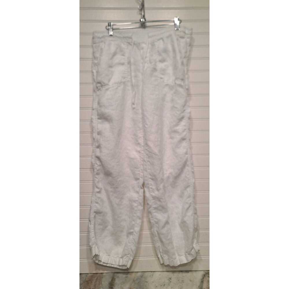 Caslon Womens Petite 100% Linen White Pants Size S